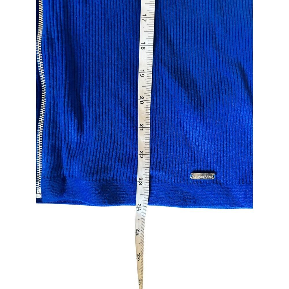Calvin Klein Women's Royal Blue Full Zip Long Sleeve Top - Picture 7 of 9
